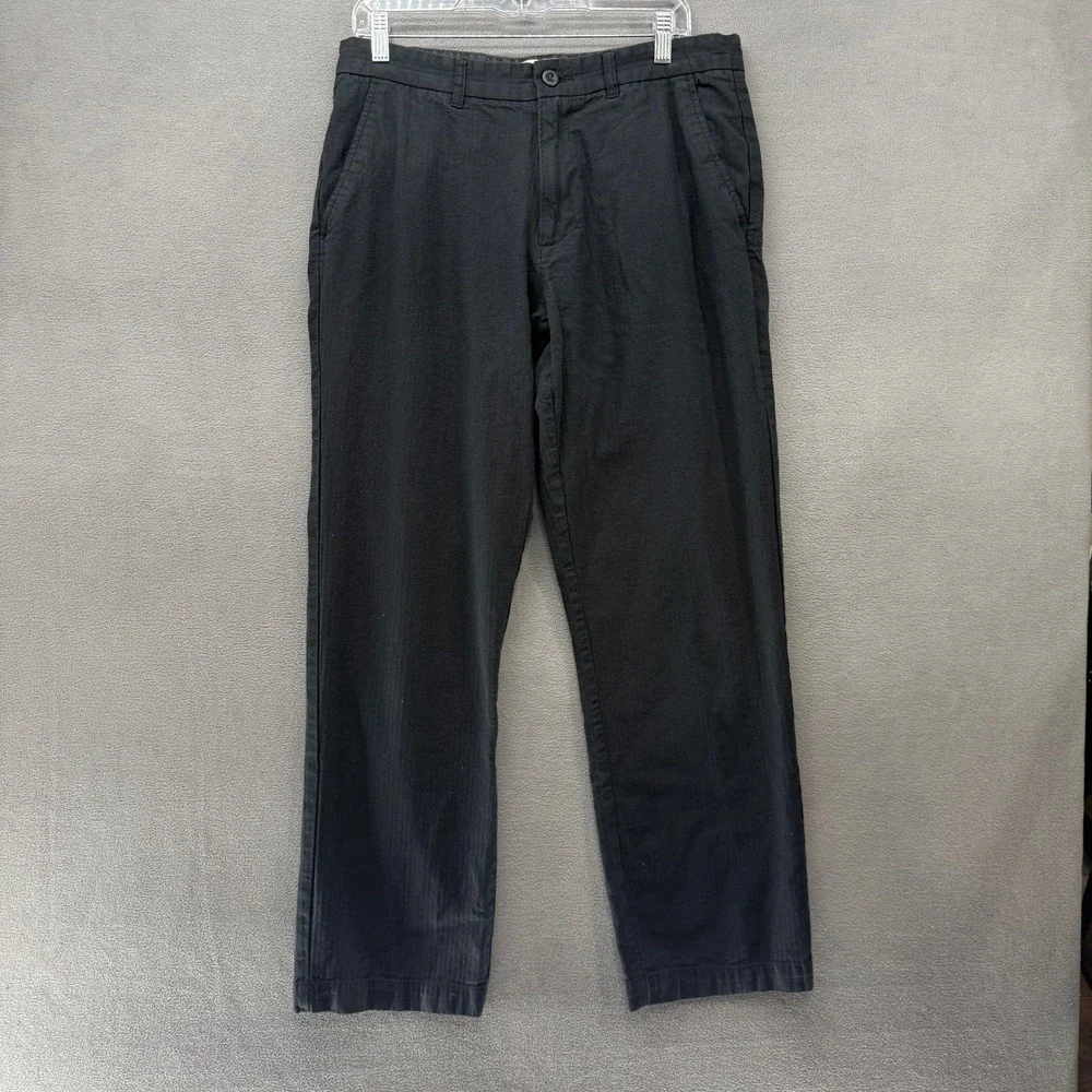 Old Navy Chino Pants Mens 34x34 (34x32.5) Black Herringbone Cotton Straight Leg